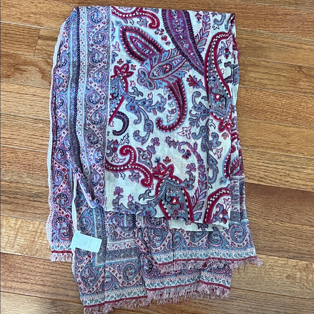 J. Jill Pink & Purple Paisley Lightweight Scarf OS